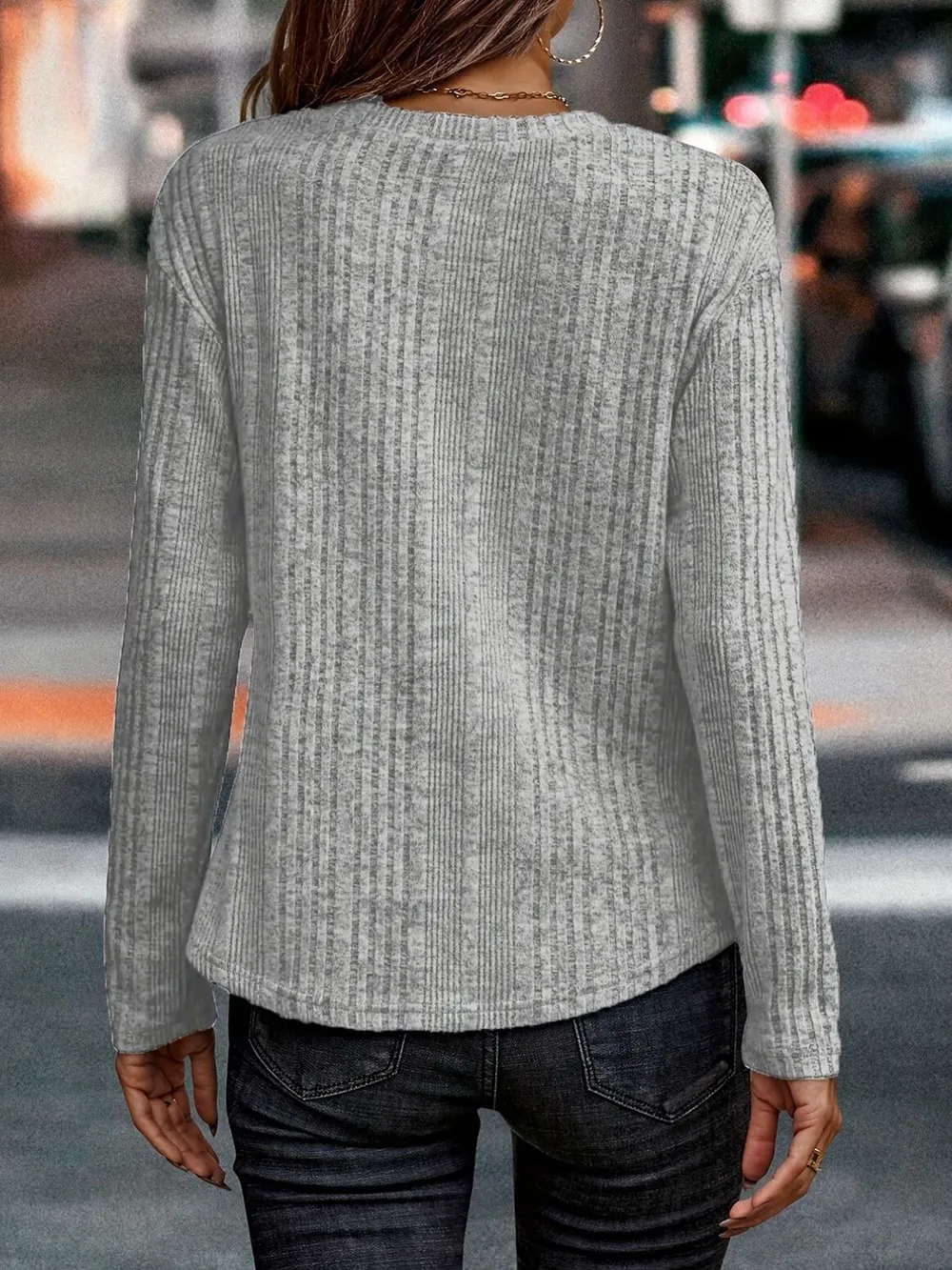 Round Neck Long Sleeve T-Shirt, image 2
