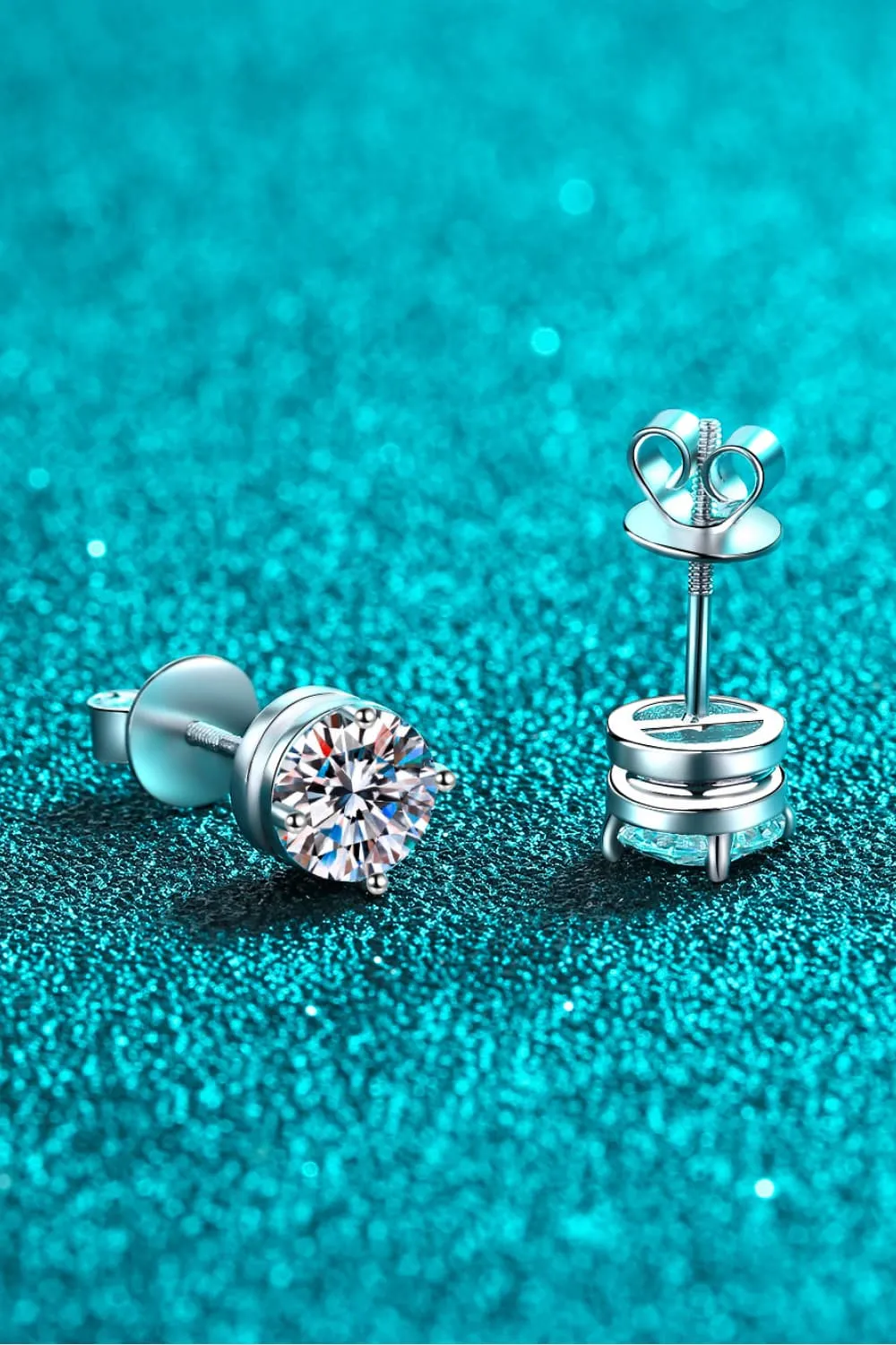 2 Carat Moissanite Rhodium-Plated Stud Earrings, image 4