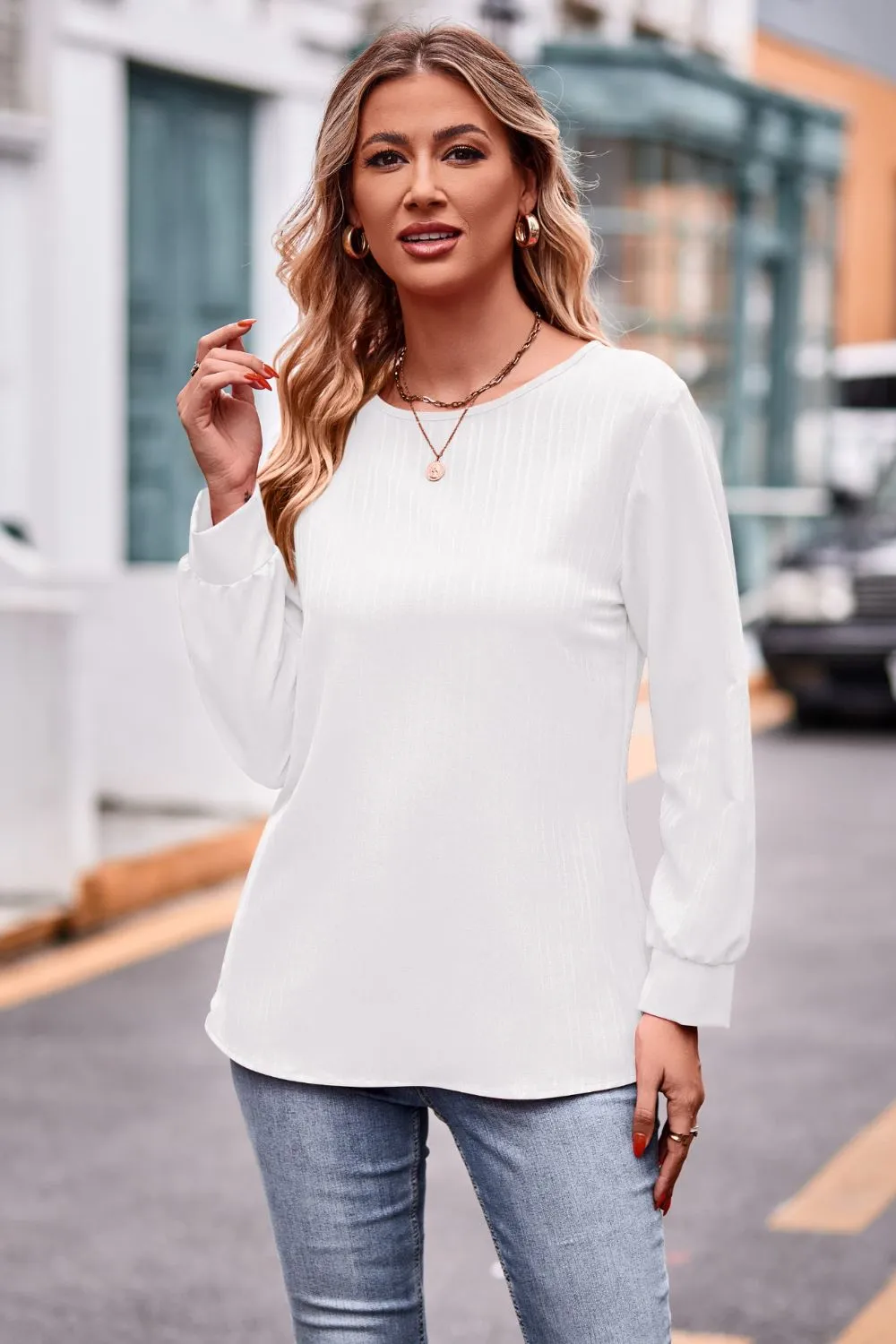 Round Neck Long Sleeve Tee, image 6
