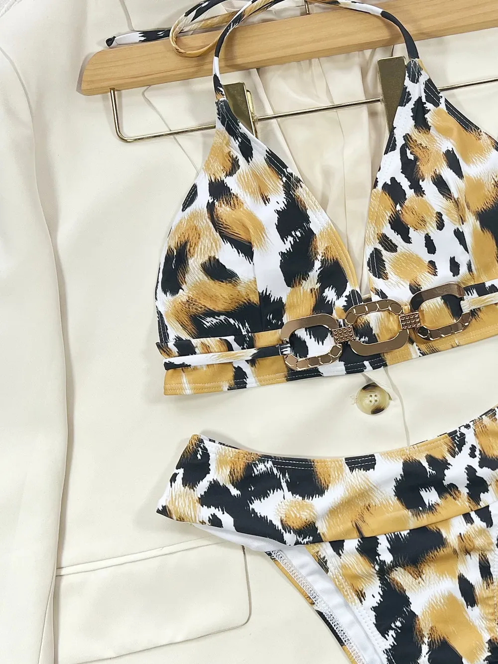 Animal Print Halter Neck Bikini Set, image 3