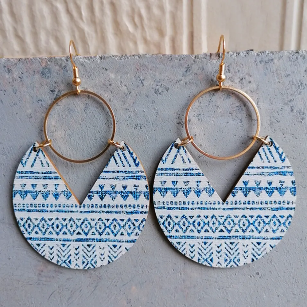 Ms.Pac-Man Shape Wooden Dangle Earrings, image 5