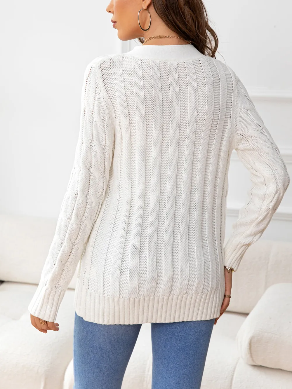 Button Down Cable-Knit Cardigan, image 18