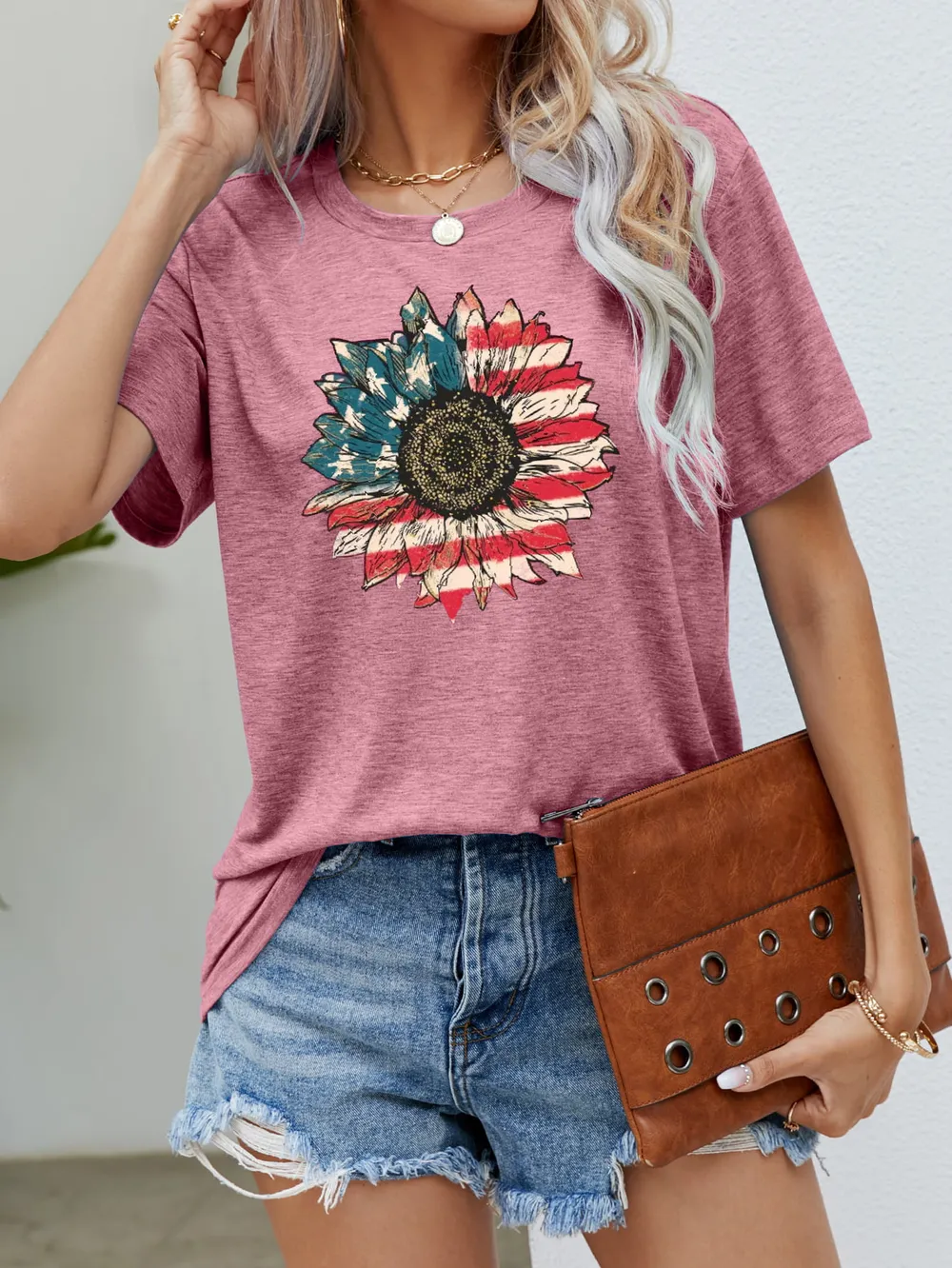 US Flag Flower Graphic Tee, image 7