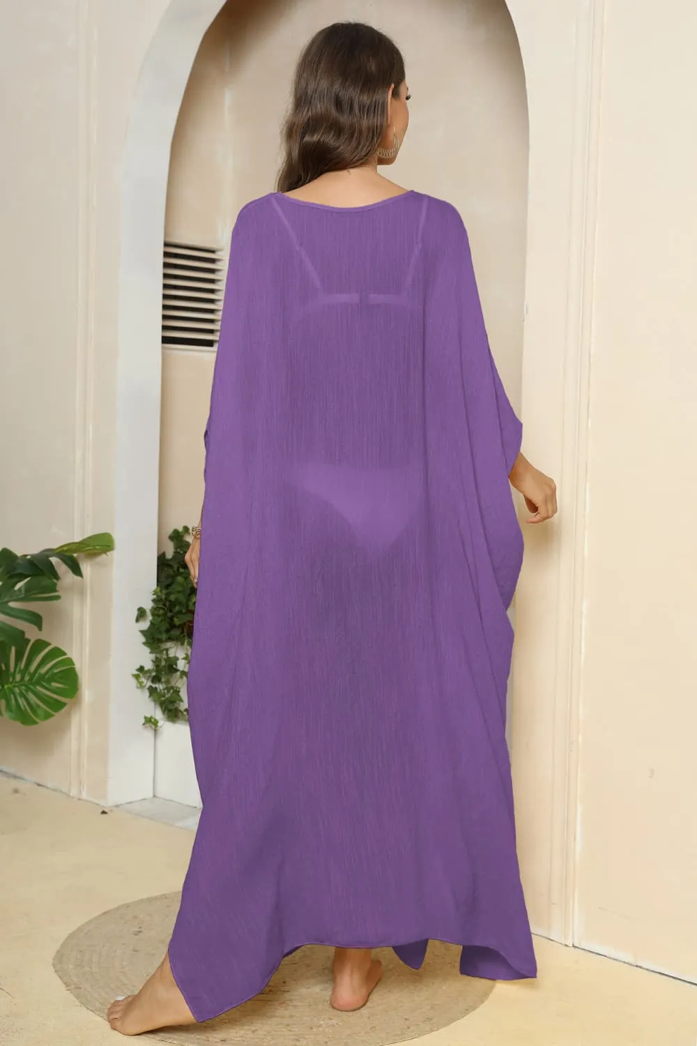 V-Neck Three-Quarter Sleeve Cover-Up, image 10