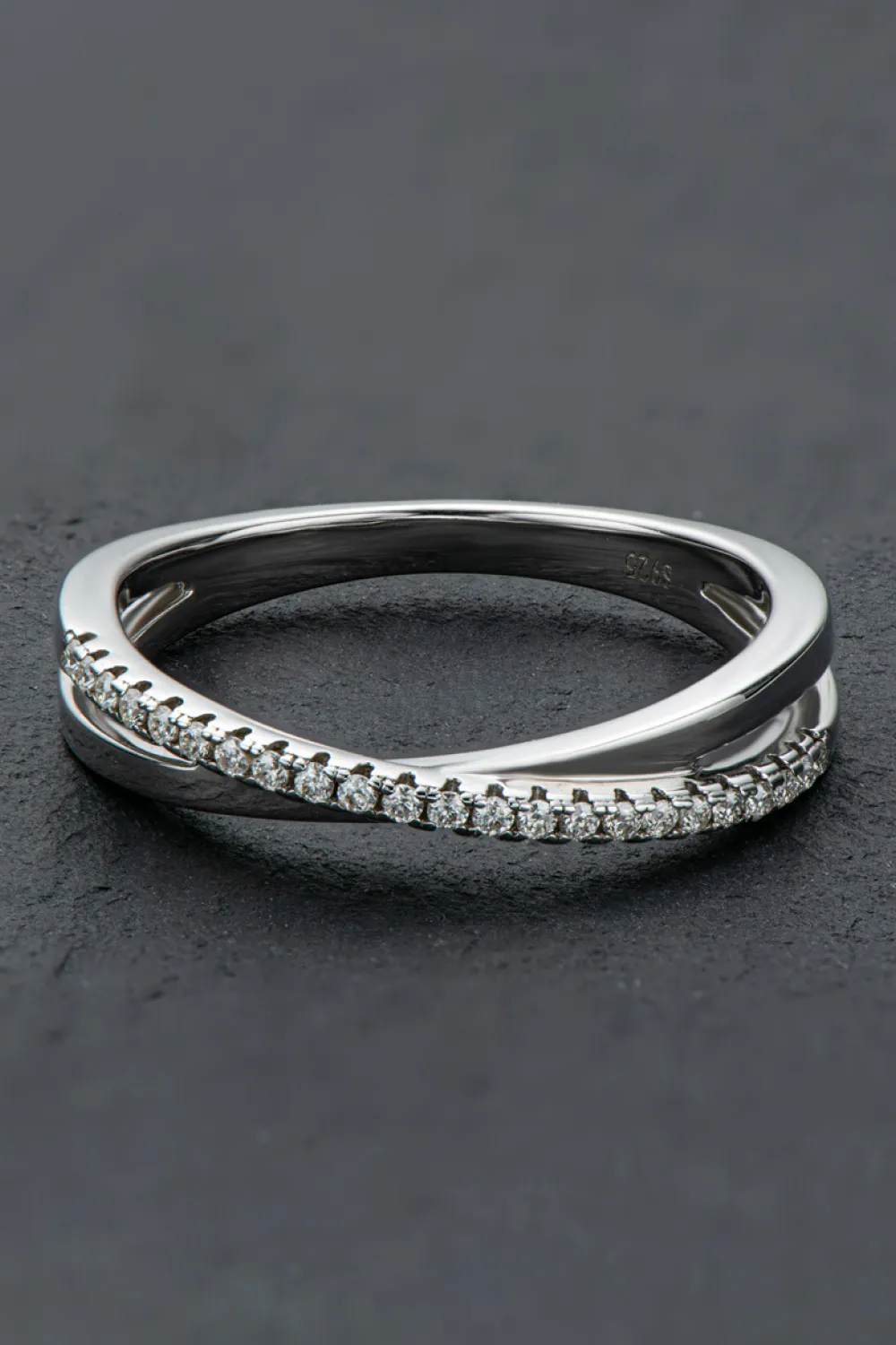 925 Sterling Silver Crisscross Moissanite Ring, image 4
