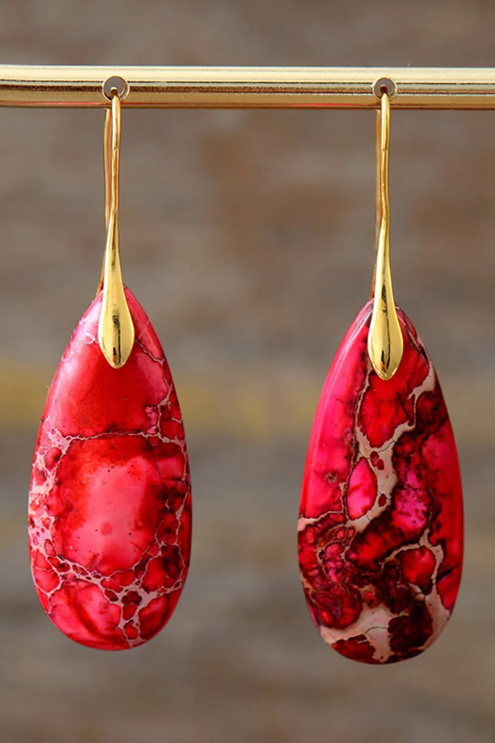 Handmade Teardrop Shape Natural Stone Dangle Earrings, image 6