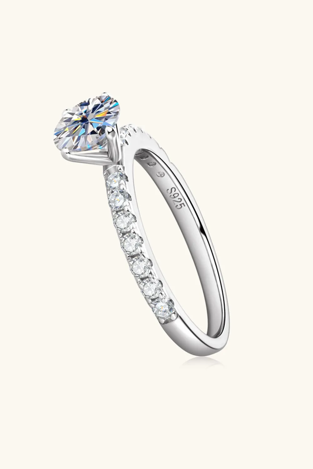 Moissanite Platinum-Plated Side Stone Ring, image 3