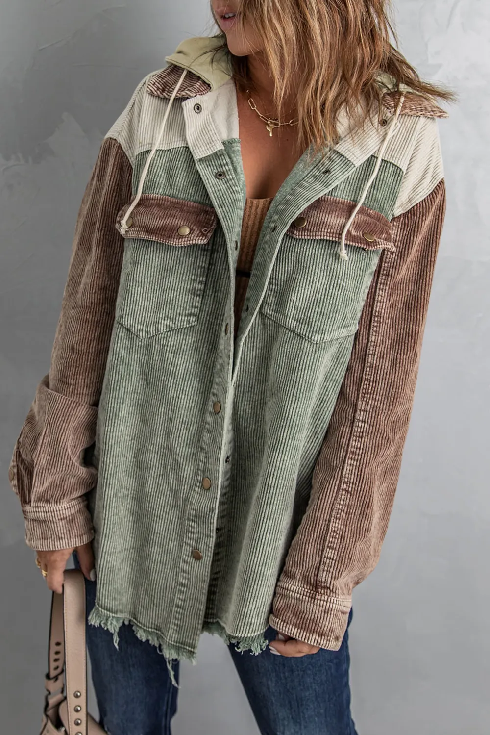 Snap Front Hooded Corduroy Shacket, image 20