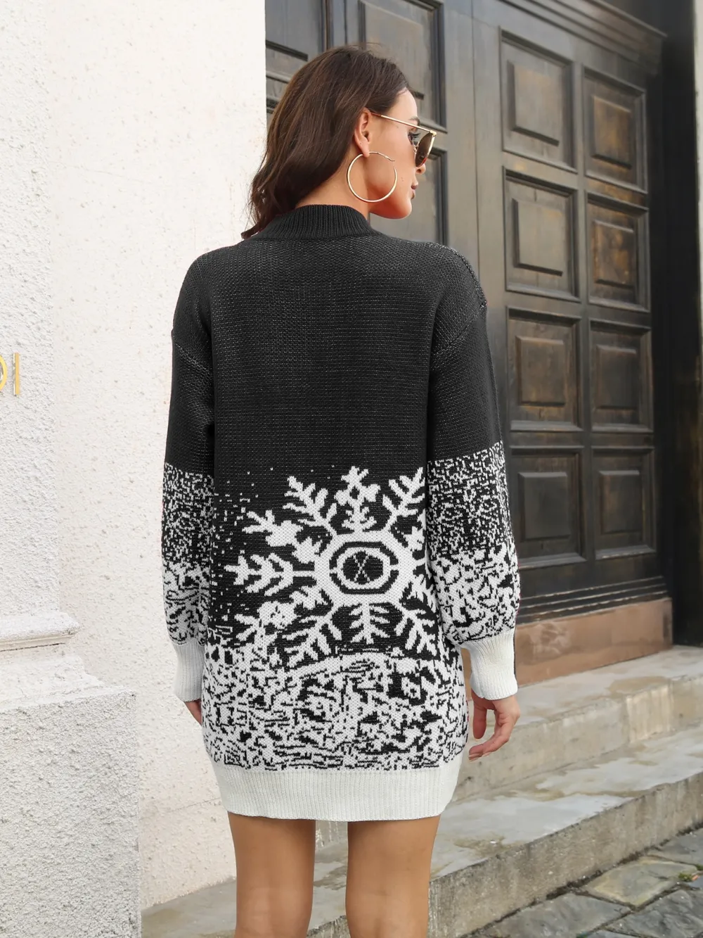Snowflake Pattern Sweater Dress, image 2