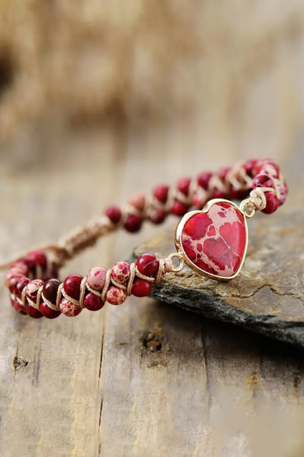 Handmade Heart Shape Natural Stone Bracelet, image 6