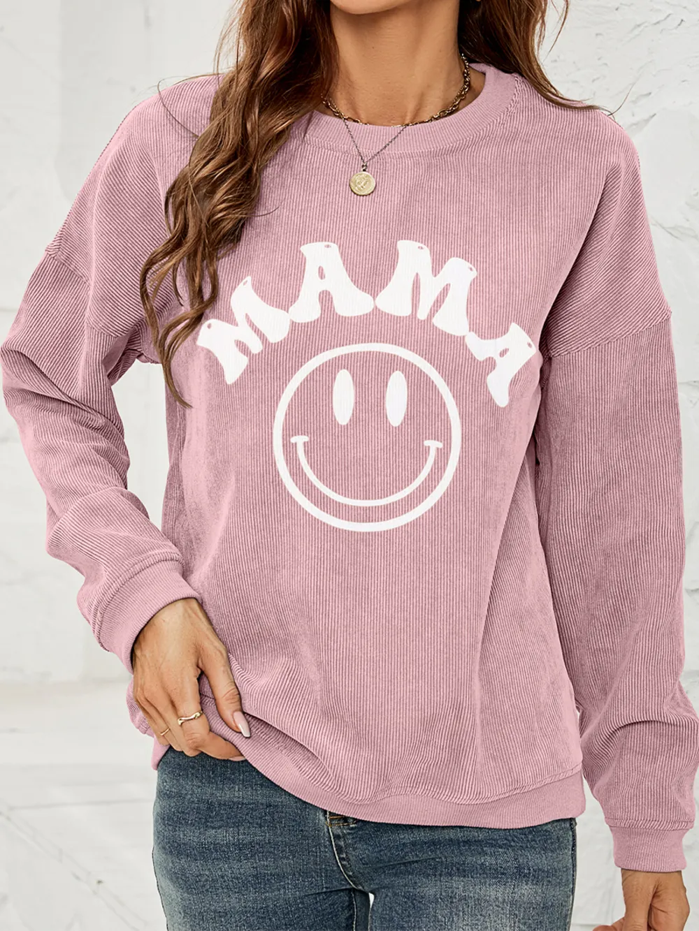 Round Neck Long Sleeve MAMA Graphic Sweatshirt, image 11