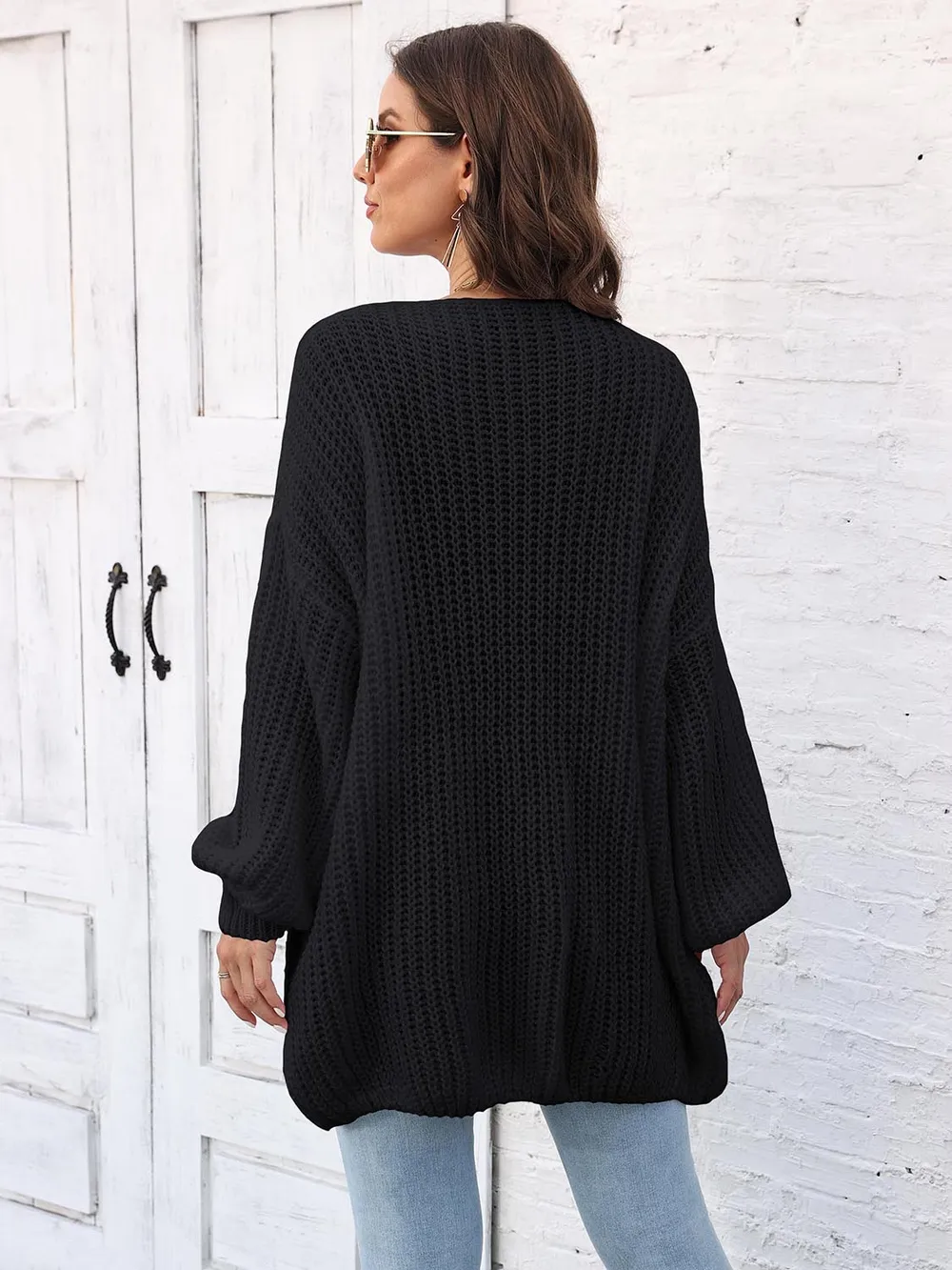 Open Front Dropped Shoulder Longline Cardigan, image 10