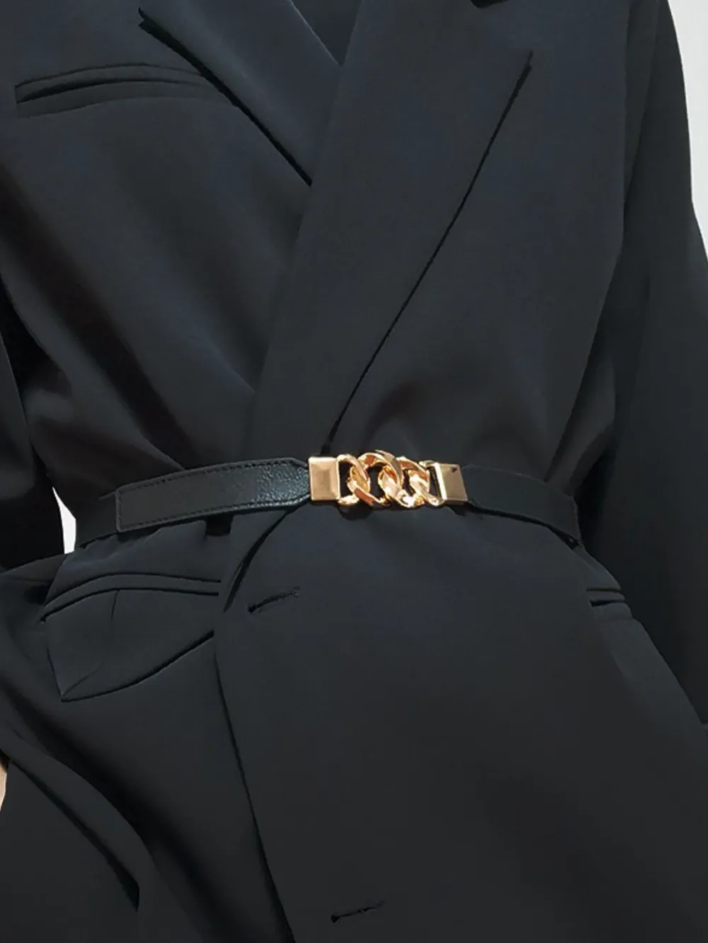 Zinc Alloy Buckle Elastic PU Belt, image 3
