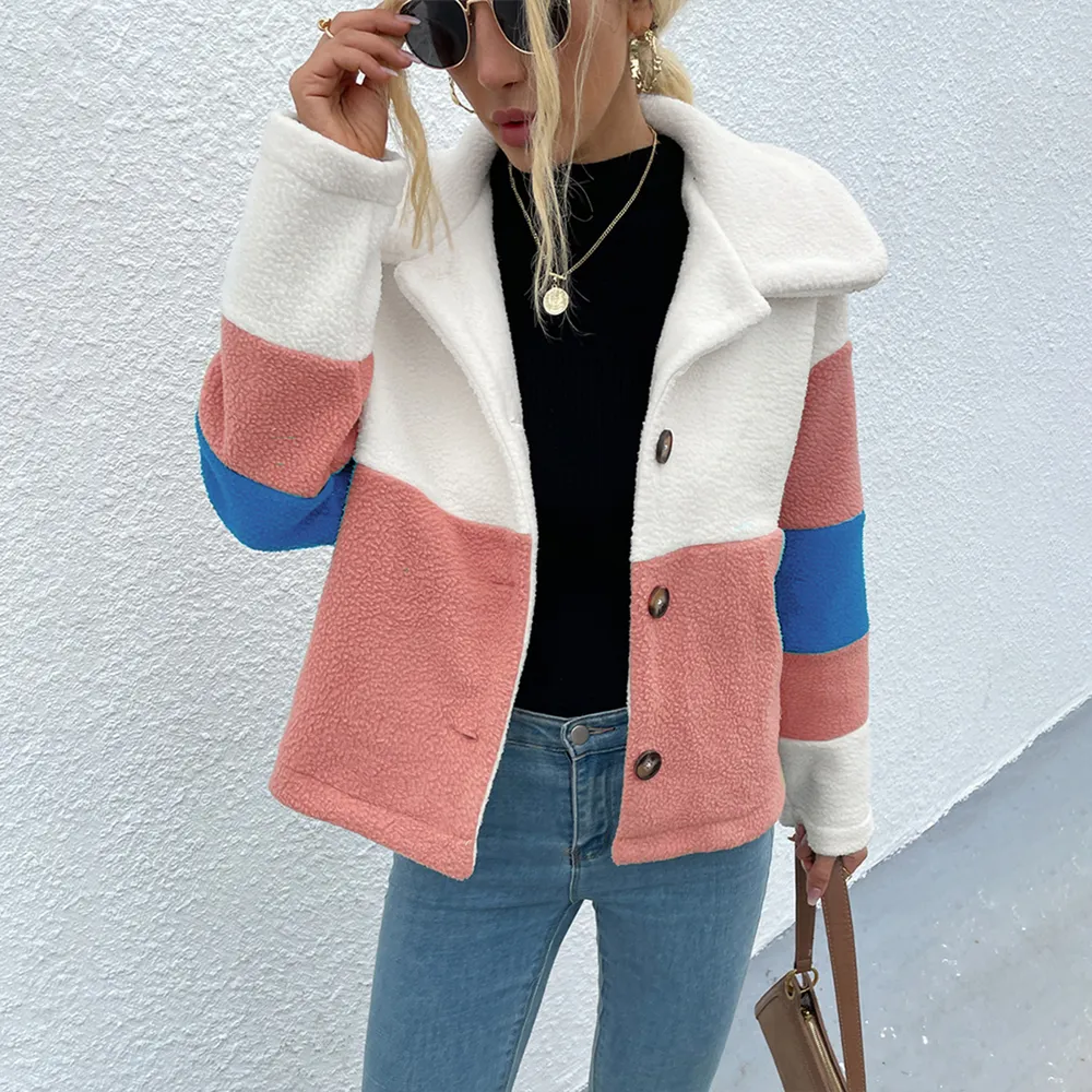 Color Block Button Down Collared Jacket, image 5