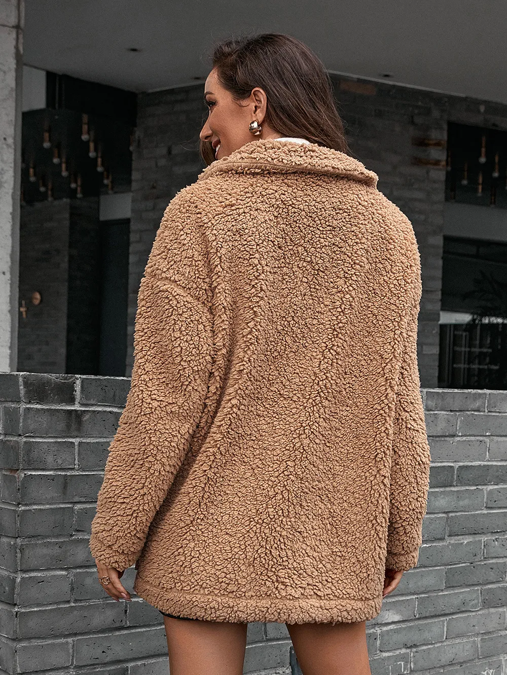Zip-Up Collared Teddy Jacket, image 16