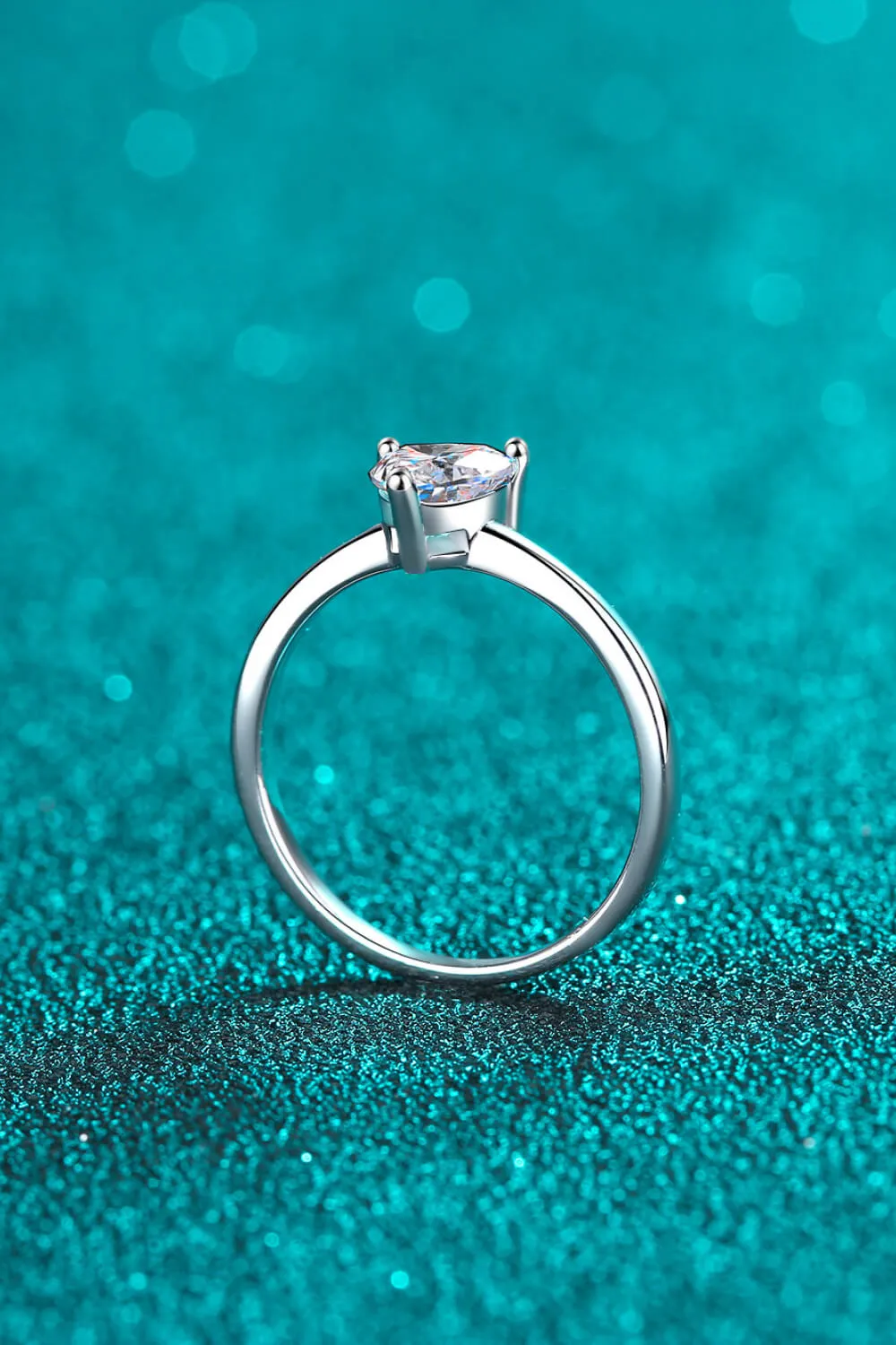 925 Sterling Silver Heart-Shaped Moissanite Solitaire Ring, image 5