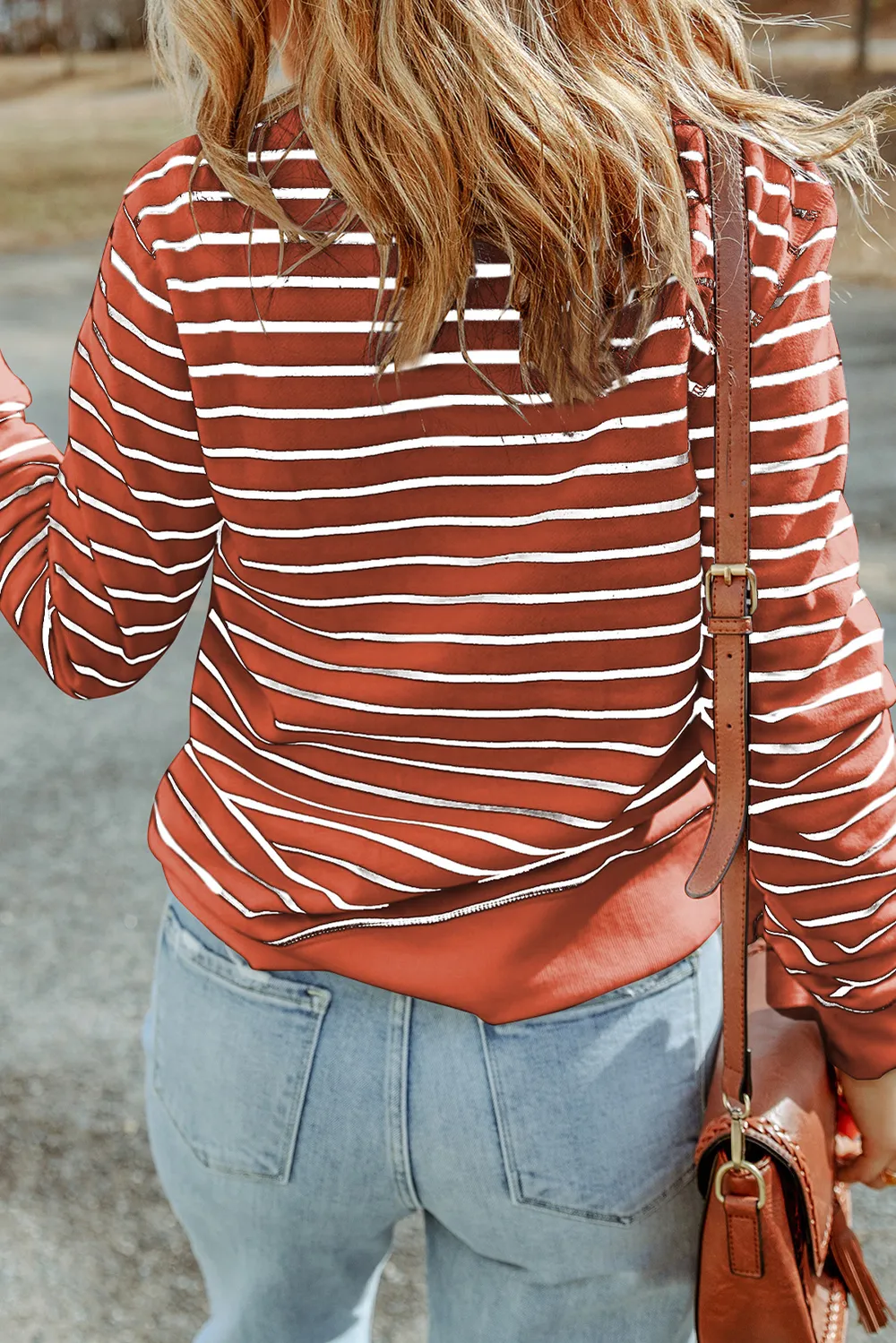Striped Long Sleeve Round Neck Top, image 5