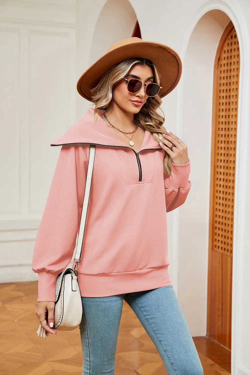 Half-Zip Collared Sweatshirt, image 8