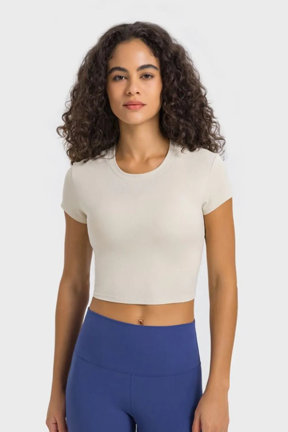 Round Neck Short Sleeve Cropped Sports T-Shirt, image 6