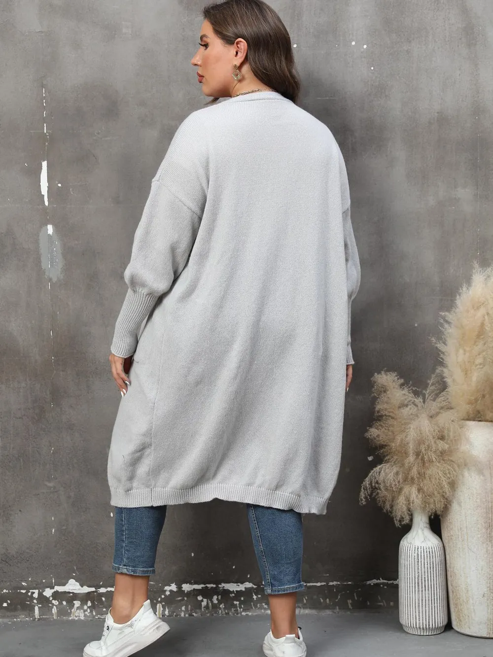 Plus Size Long Sleeve Pocketed Cardigan, image 7