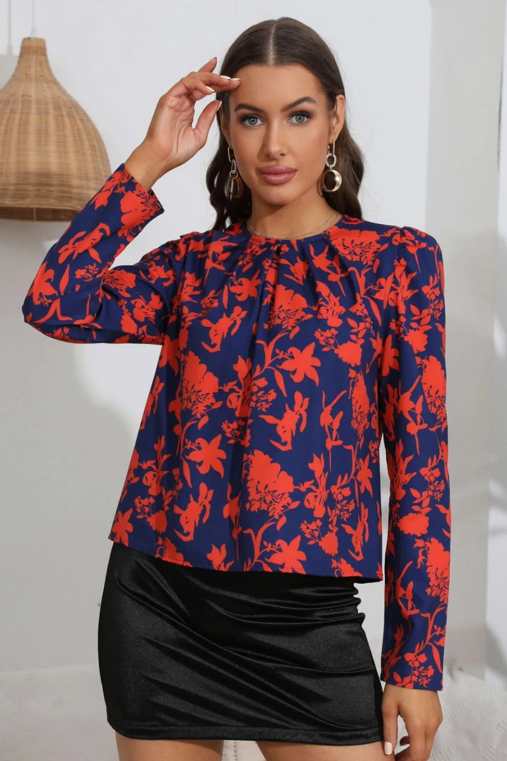 Floral Long Puff Sleeve Blouse, image 3