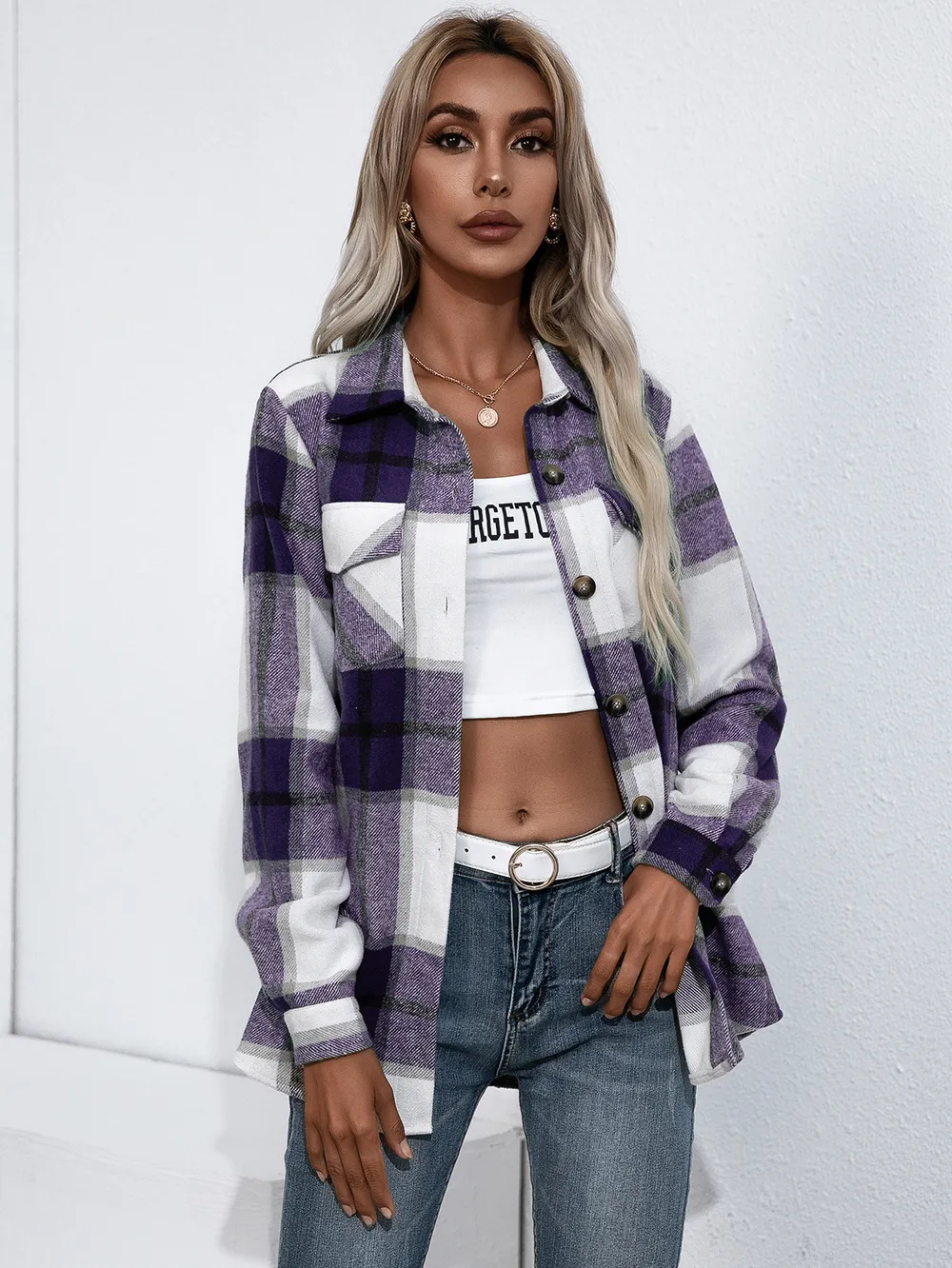 Plaid Button Up Flannel Shirt, image 13