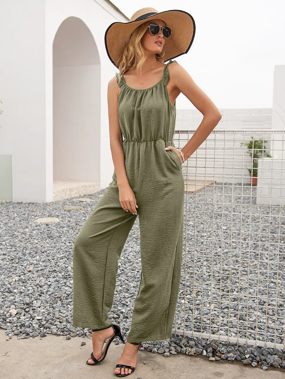 Round Neck Sleeveless Jumpsuit with Pockets, image 11