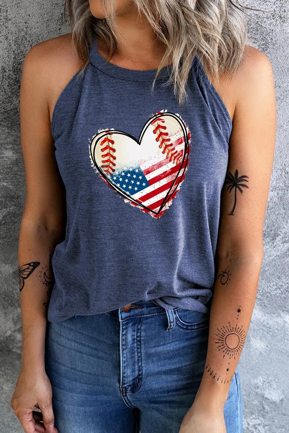 US Flag Heart Graphic Tank, image 2