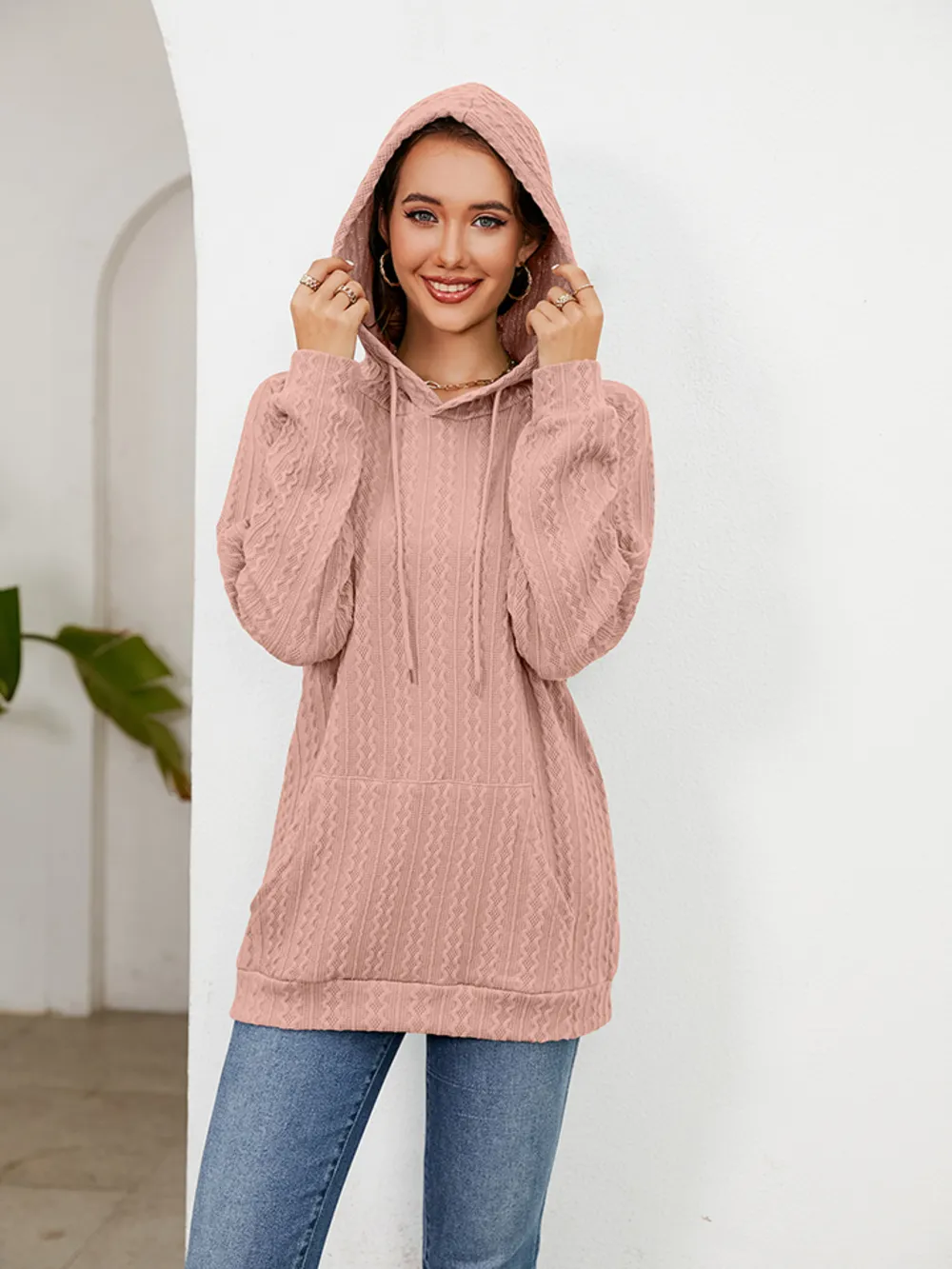 Raglan Sleeve Front Pocket Hoodie, image 4