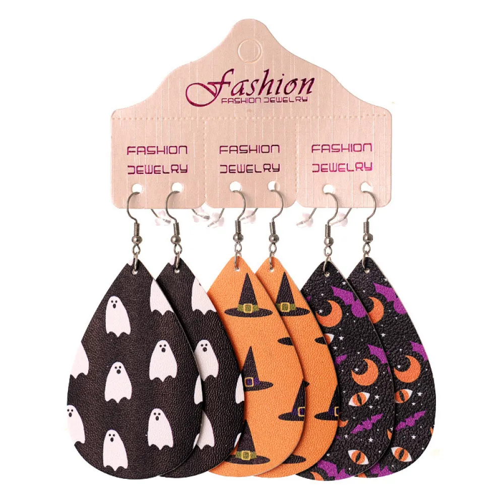 Halloween PU Teardrop Earrings Set, image 3