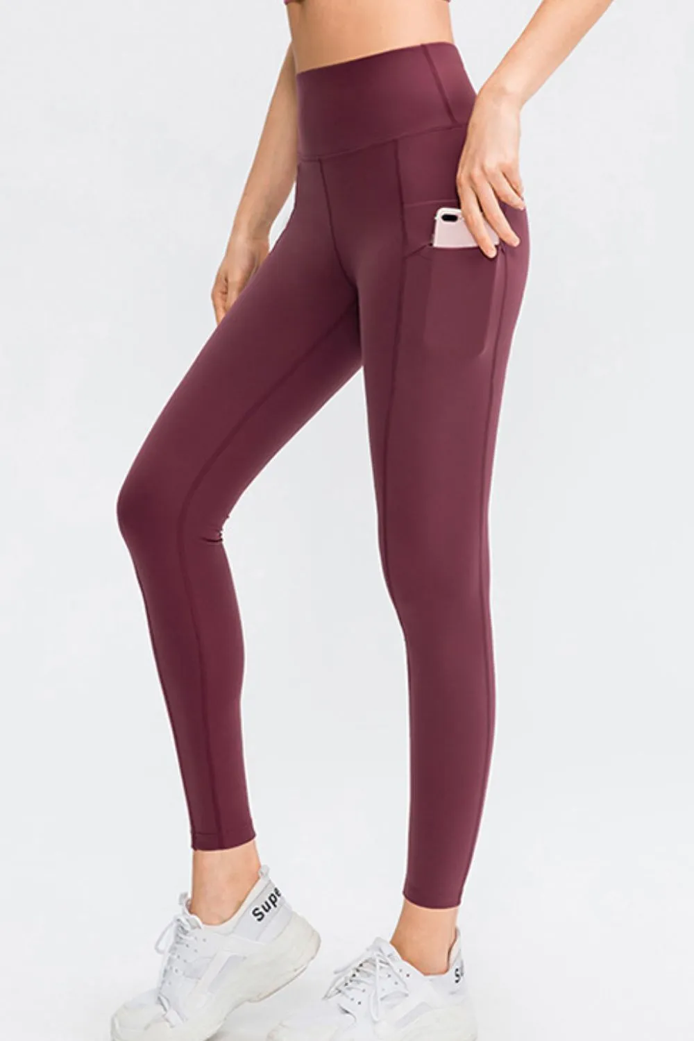 Wide Waistband Slim Fit Long Sports Pants with Pocket, image 2