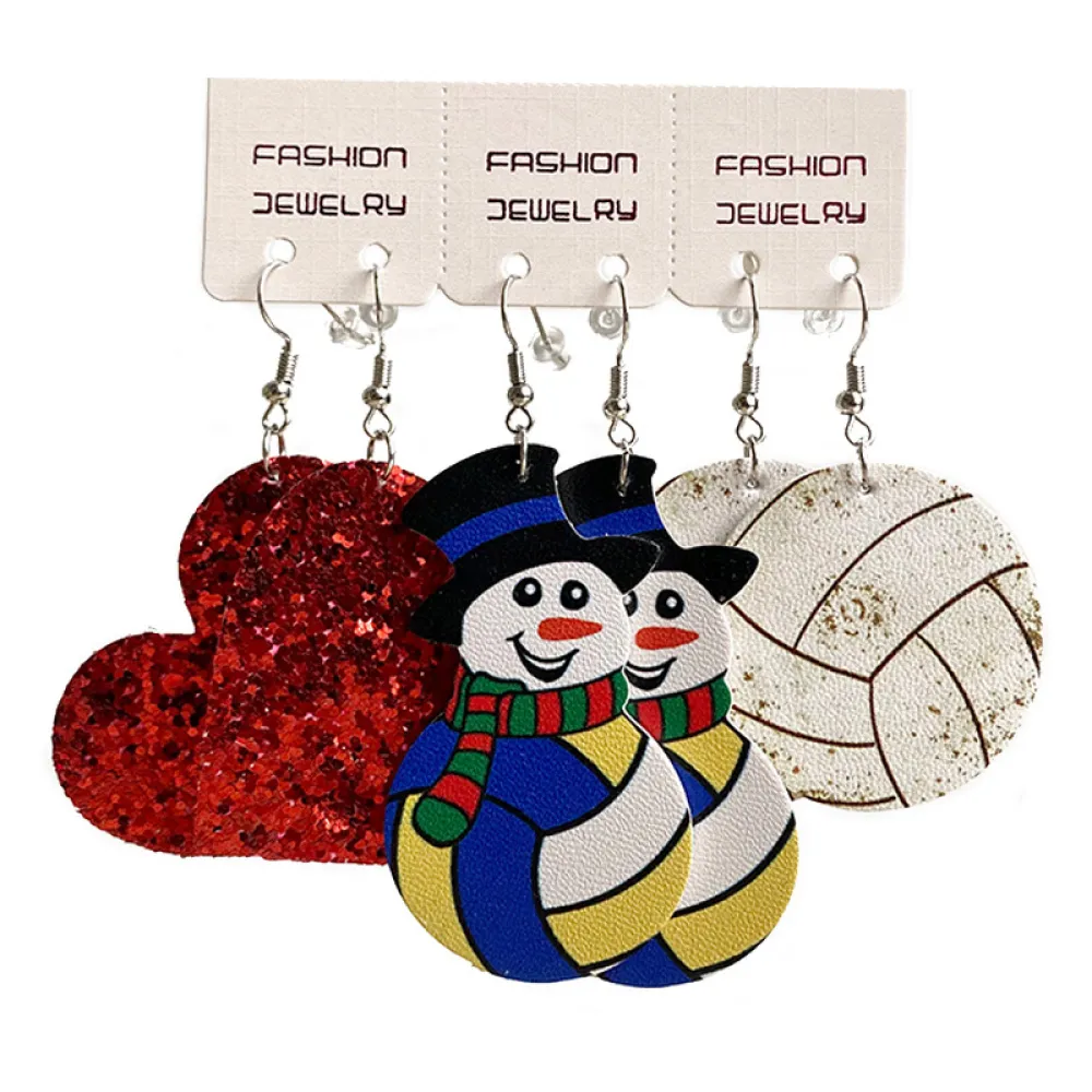 Snowman, Ball, and Heart Earrings Set, image 3