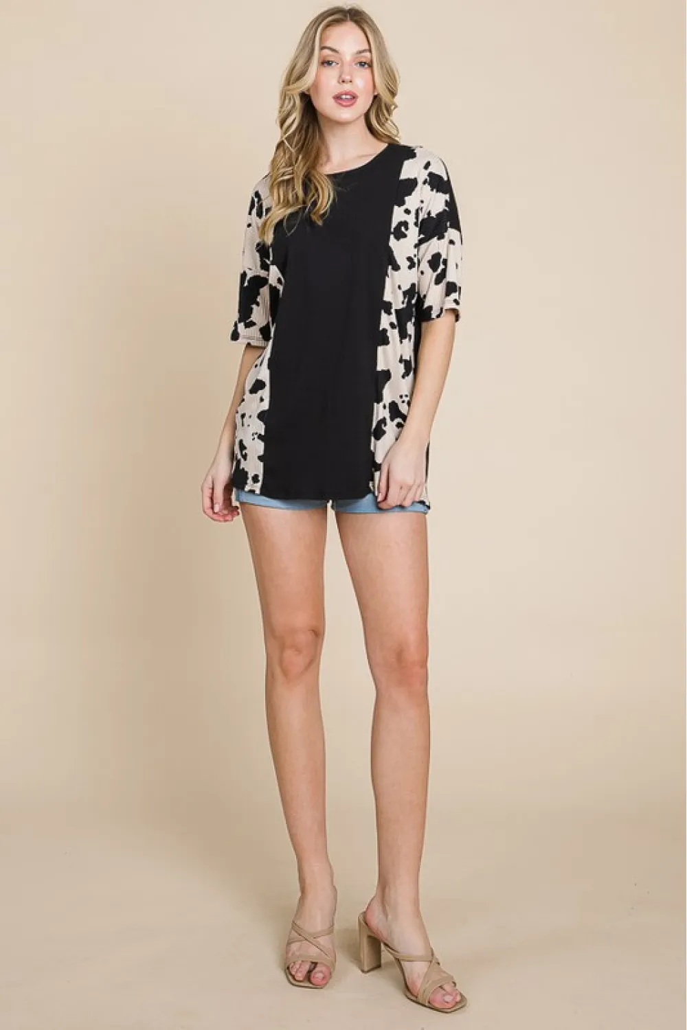 Rodeo Love Ribbed Animal Contrast Tee, image 6