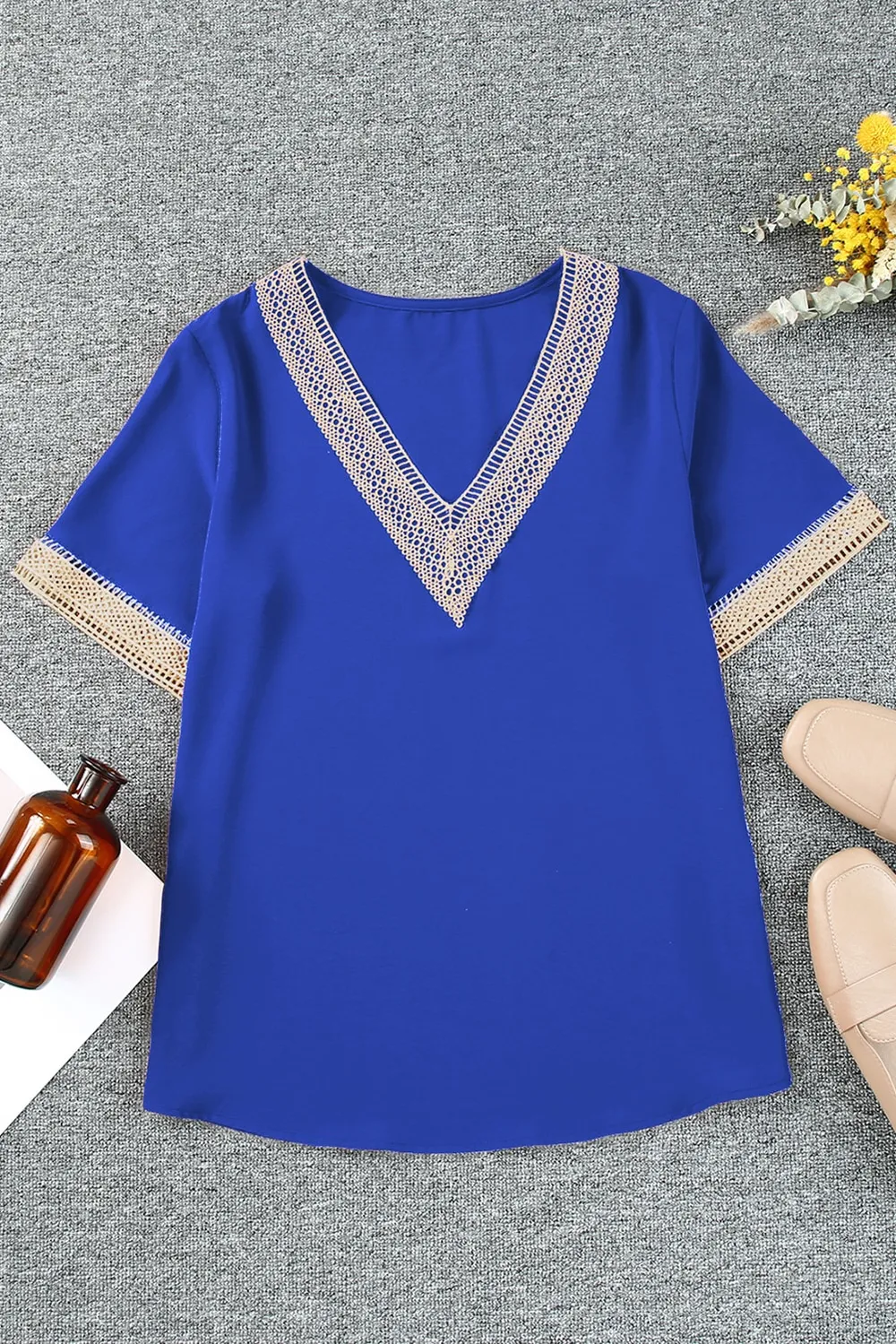 Contrast V-Neck Blouse, image 10