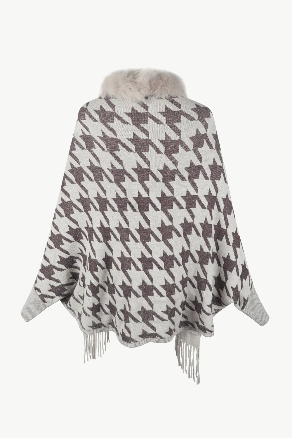 Houndstooth Fringe Hem Poncho, image 6
