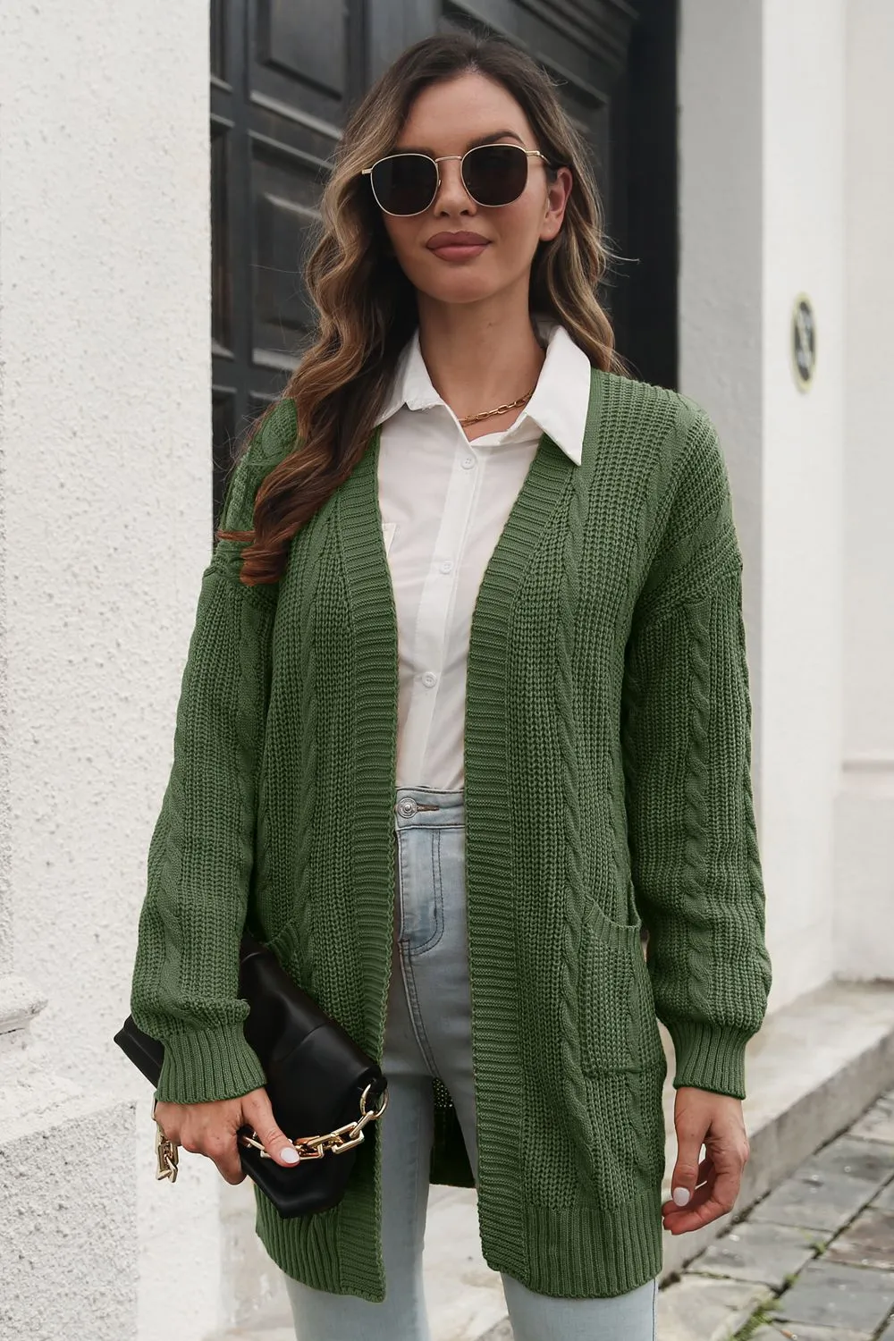 Open Front Longline Cardigan with Pockets, image 5