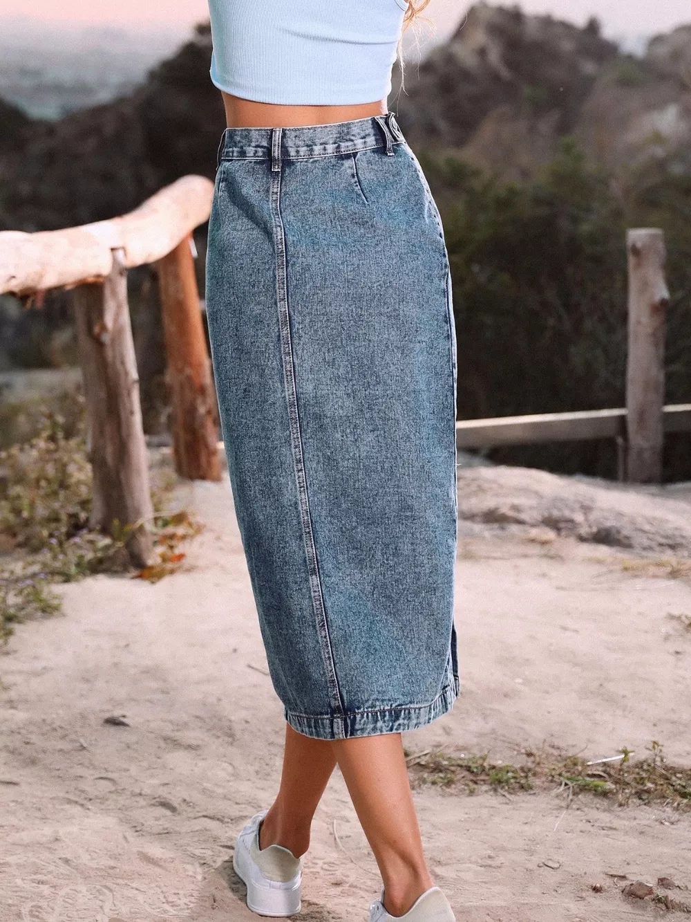 Button Down Denim Skirt, image 9