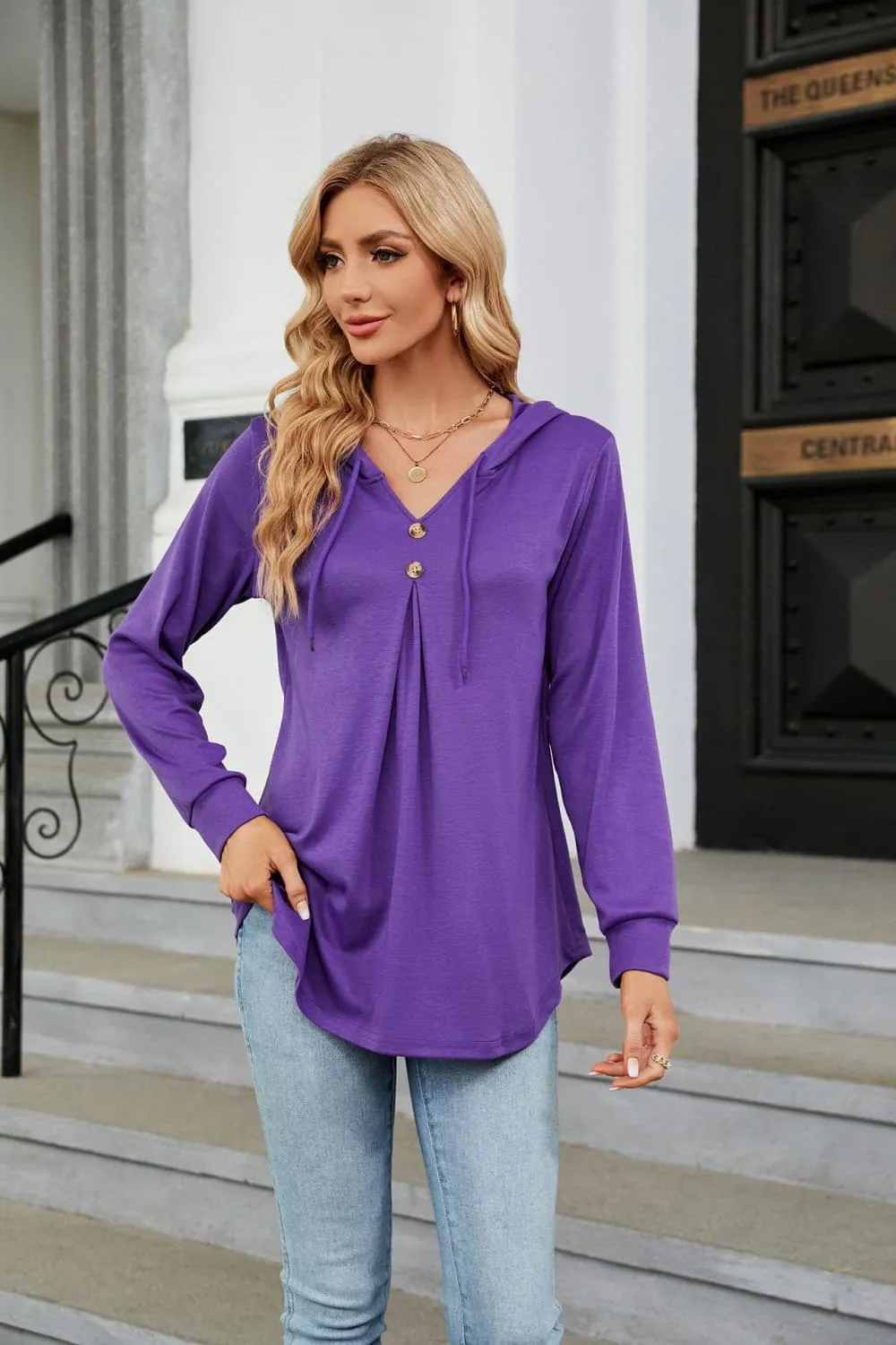Long Sleeve Hooded Blouse, image 2
