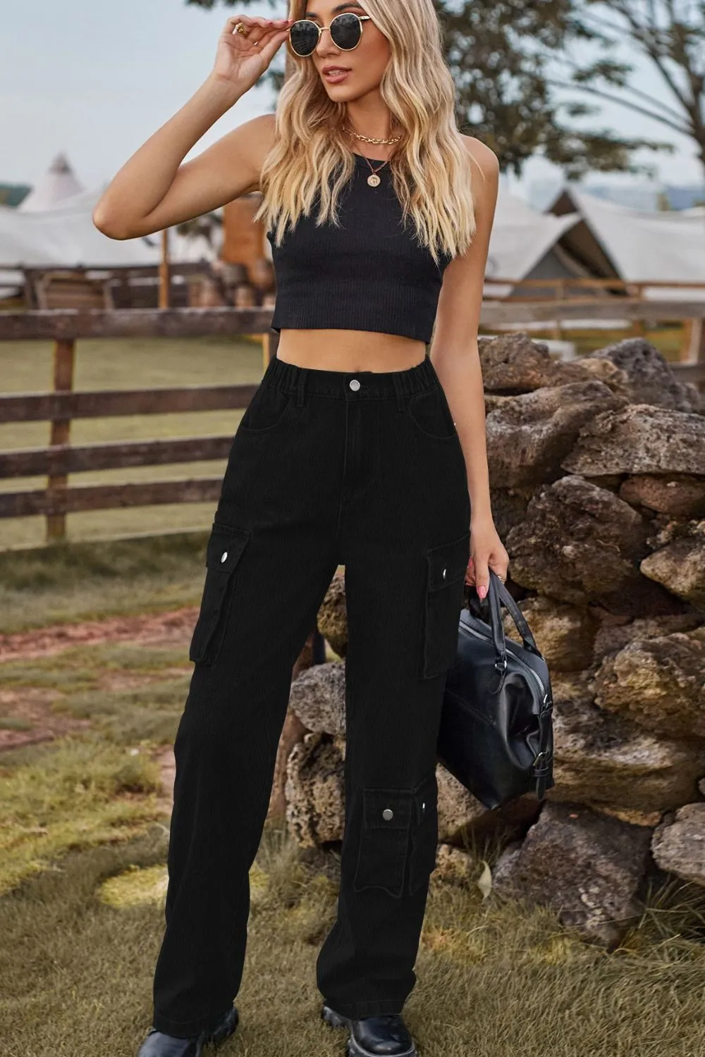 Loose Fit Long Jeans with Pockets, image 16