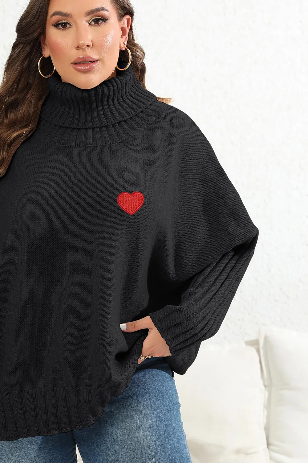 Plus Size Turtle Neck Long Sleeve Sweater, image 4