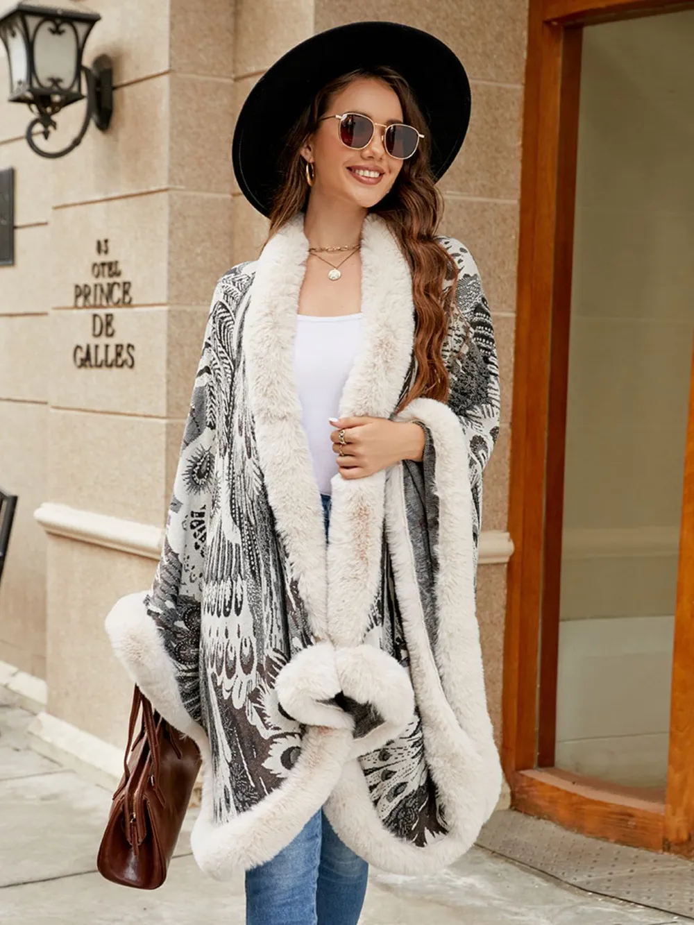 Printed Open Front Poncho, image 5