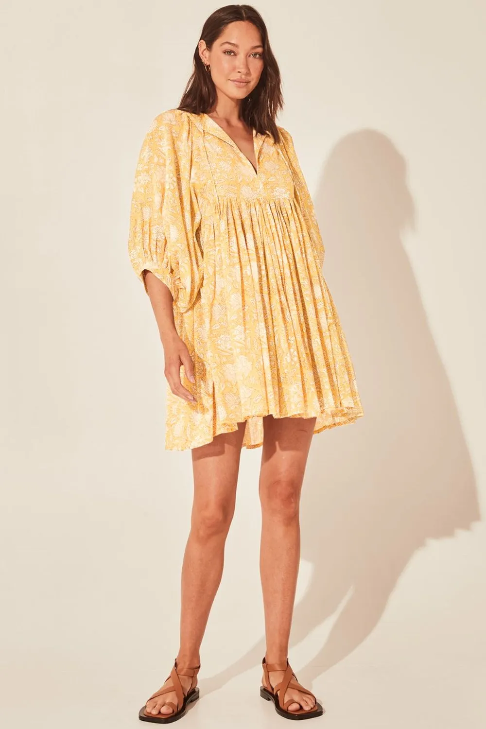 Floral Tie Neck Lantern Sleeve Dress, image 5