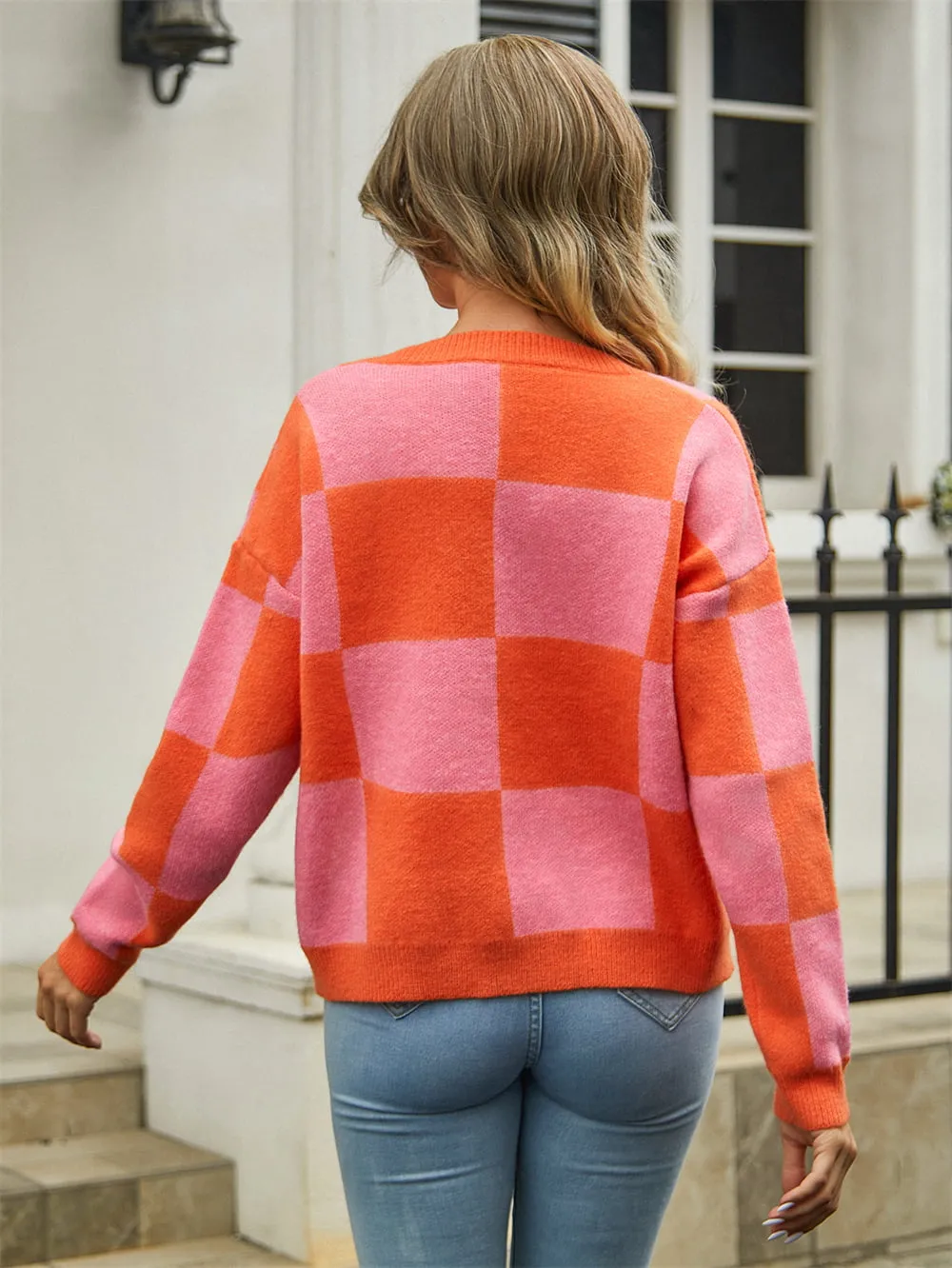 Plaid V-Neck Dropped Shoulder Cardigan, image 15