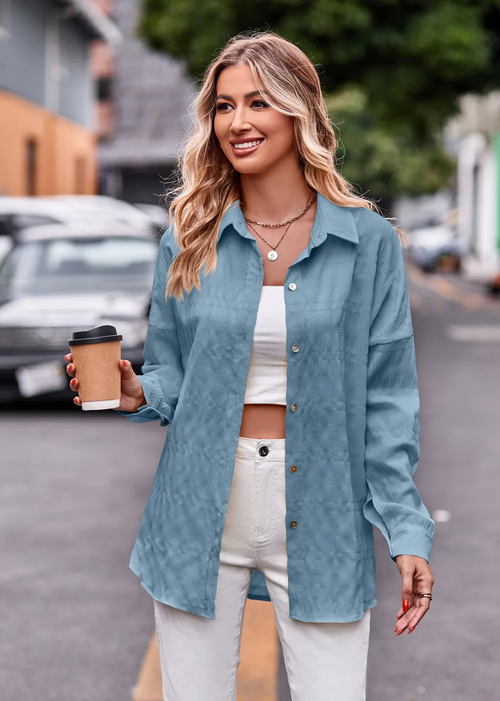 Dropped Shoulder Longline Shirt, image 17