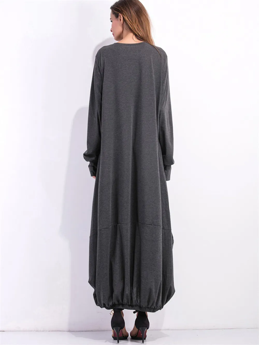 Full Size Round Neck Long Sleeve Sweatshirt Dress, image 5