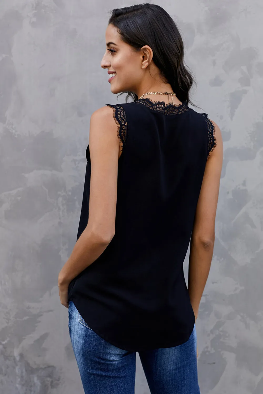 Eyelash Lace V-Neck Tank Top, image 6