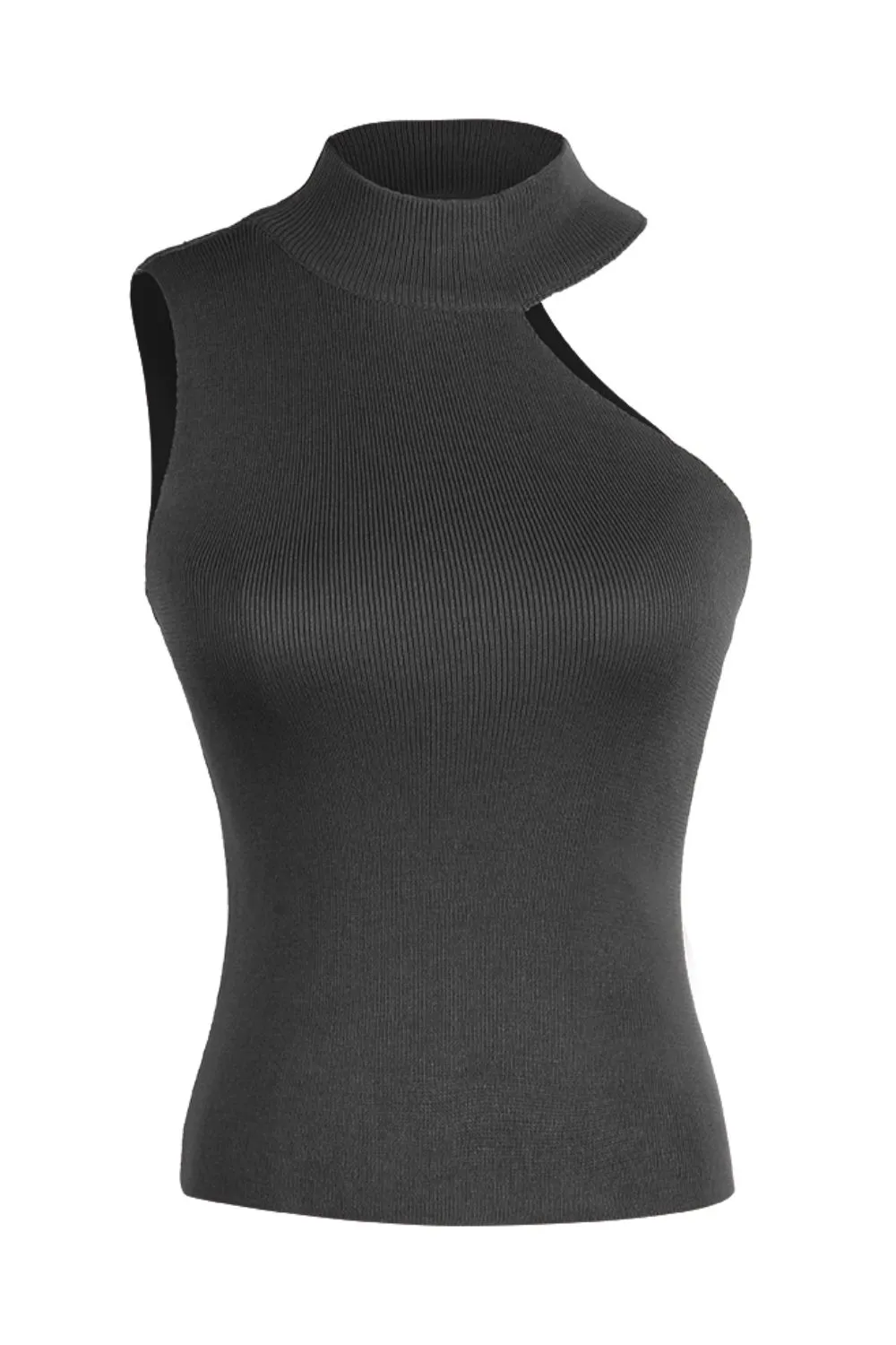 Asymmetrical Sleeveless Rib-Knit Top, image 7