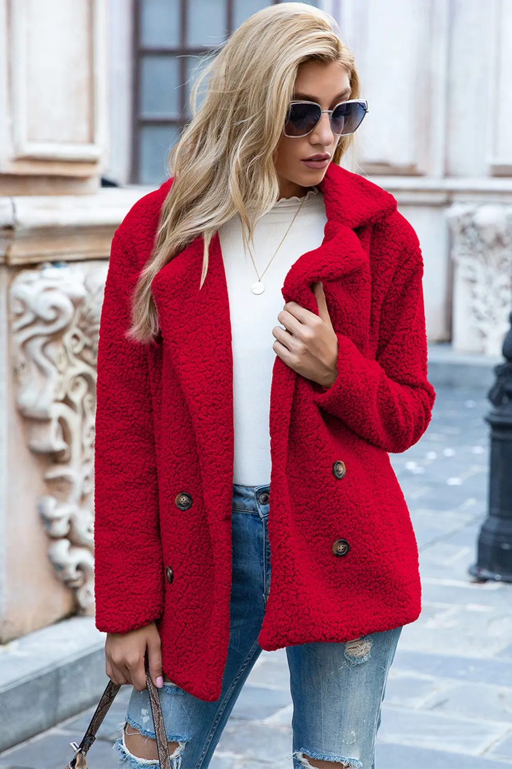 Full Size Lapel Collar Sherpa Coat, image 19