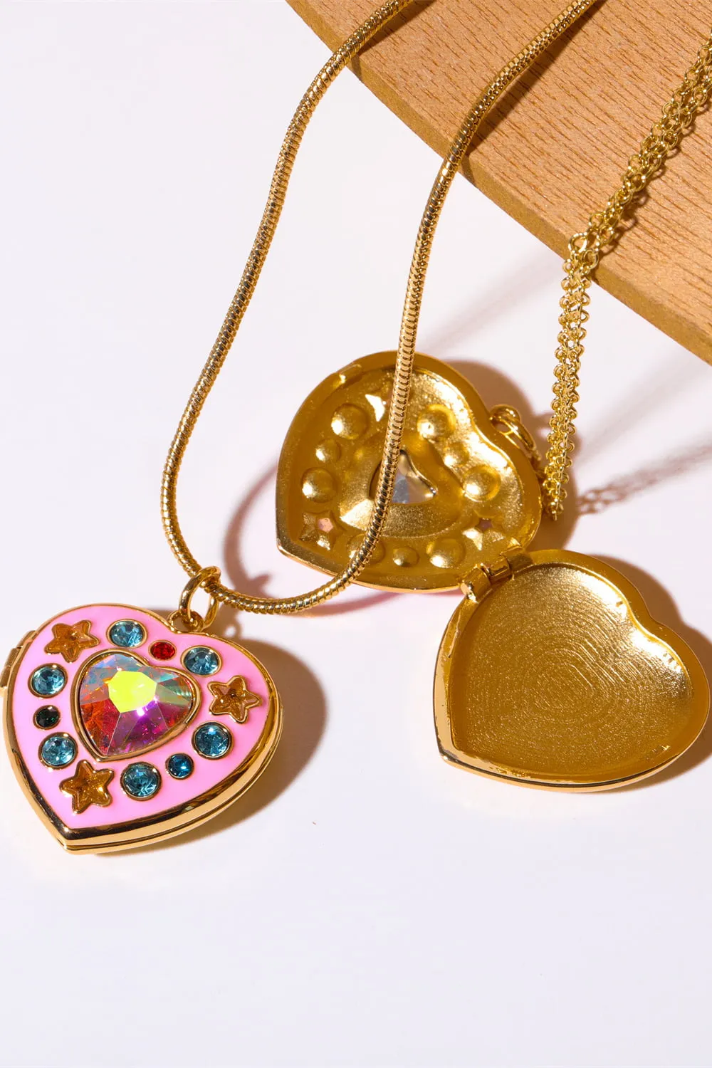 Rhinestone Decor Heart Box Pendant Necklace, image 2