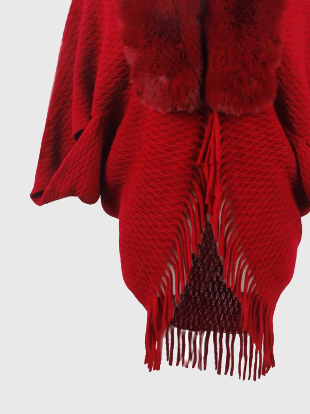 Open Front Fringe Hem Poncho, image 10